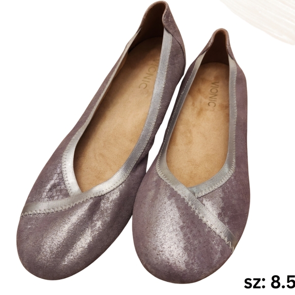 Vionic Shoes - Vionic Caroll Ballet Flats 8.5 | Lavender Metallic Snake Print